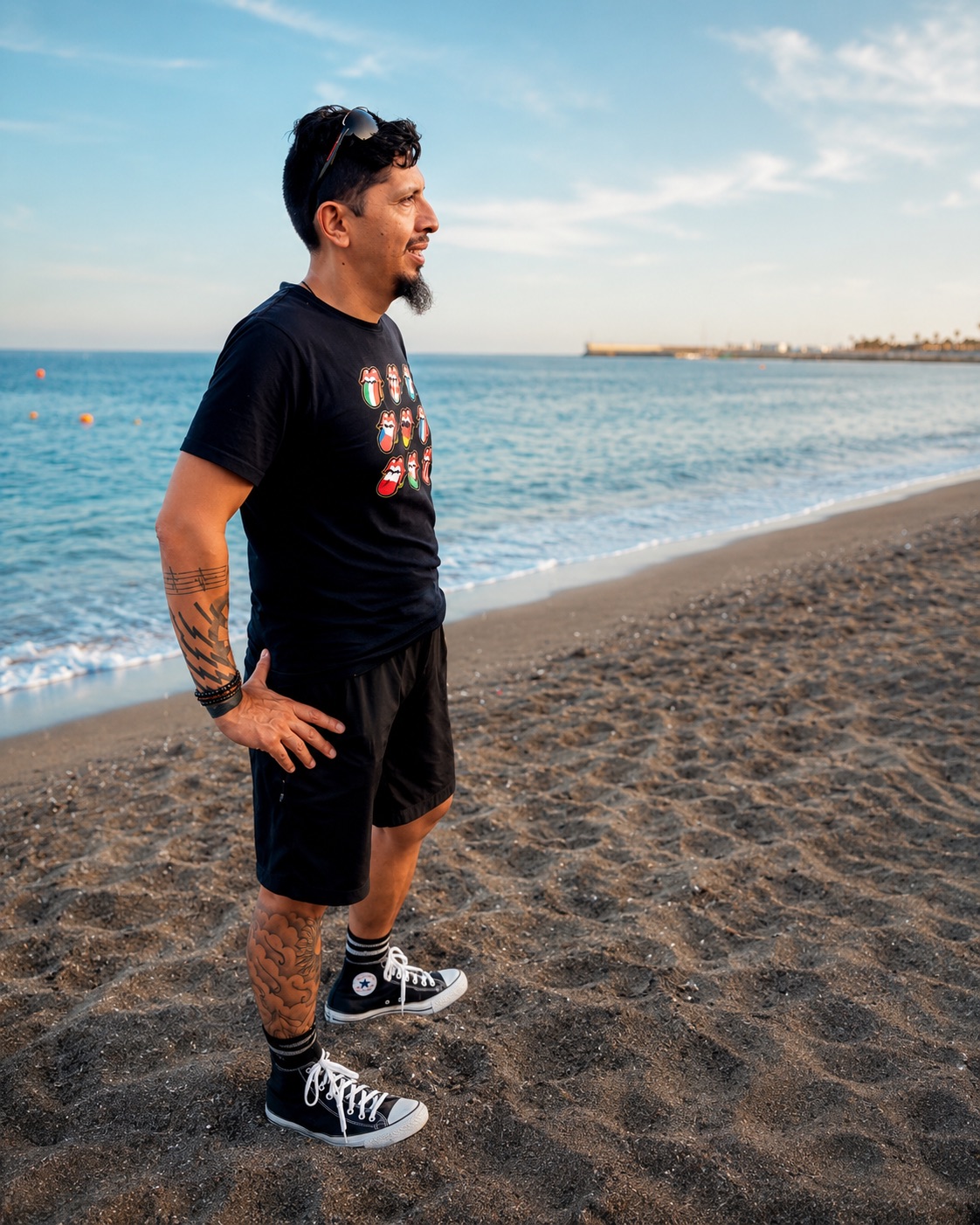 Oscar Trelles on the beach at sunset